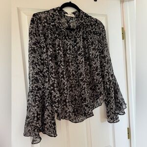 Floral Ruffle Bell Sleeve Top